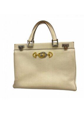 Gucci Handbag Zumi Leather Ivory Gold Silver